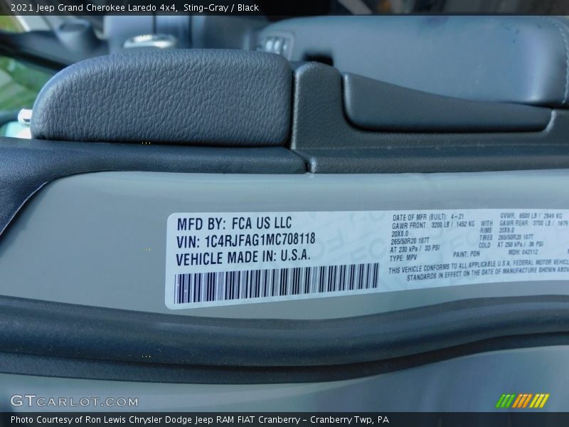 Sting-Gray / Black 2021 Jeep Grand Cherokee Laredo 4x4