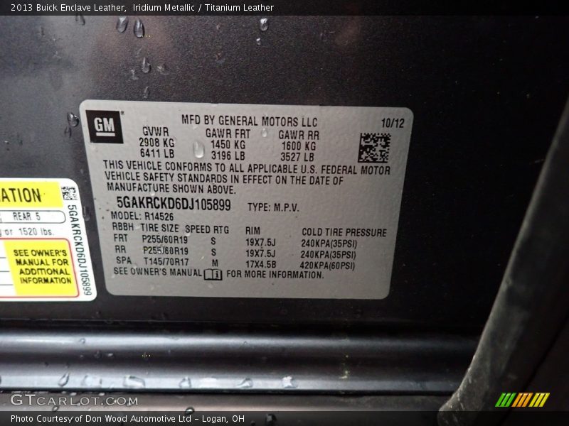 Iridium Metallic / Titanium Leather 2013 Buick Enclave Leather