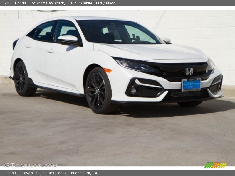 Platinum White Pearl / Black 2021 Honda Civic Sport Hatchback