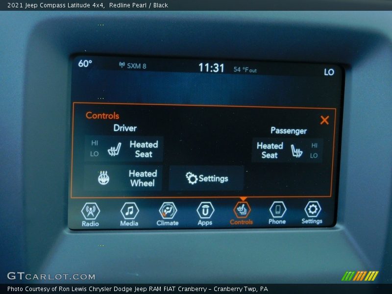 Controls of 2021 Compass Latitude 4x4