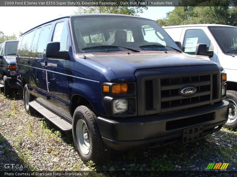 Dark Blue Pearl / Medium Flint 2009 Ford E Series Van E350 Super Duty XL Extended Passenger