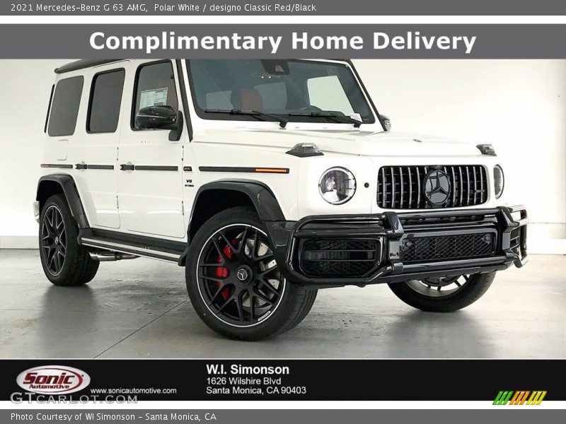 Polar White / designo Classic Red/Black 2021 Mercedes-Benz G 63 AMG