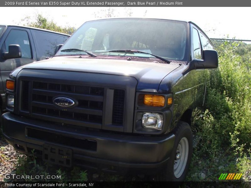 Dark Blue Pearl / Medium Flint 2009 Ford E Series Van E350 Super Duty XL Extended Passenger