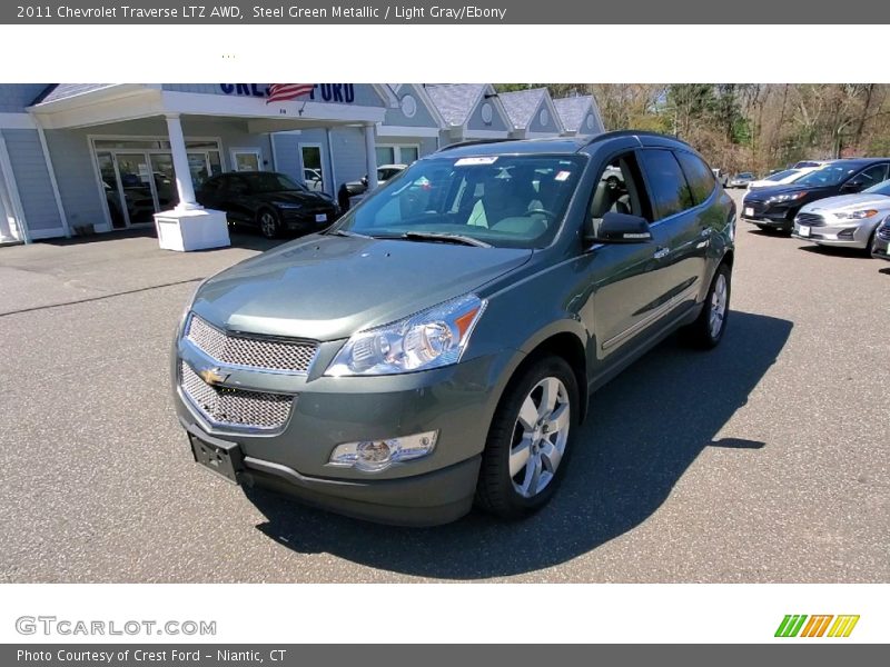 Steel Green Metallic / Light Gray/Ebony 2011 Chevrolet Traverse LTZ AWD