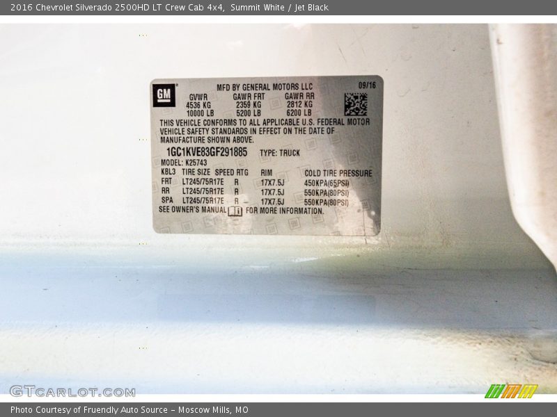 Summit White / Jet Black 2016 Chevrolet Silverado 2500HD LT Crew Cab 4x4