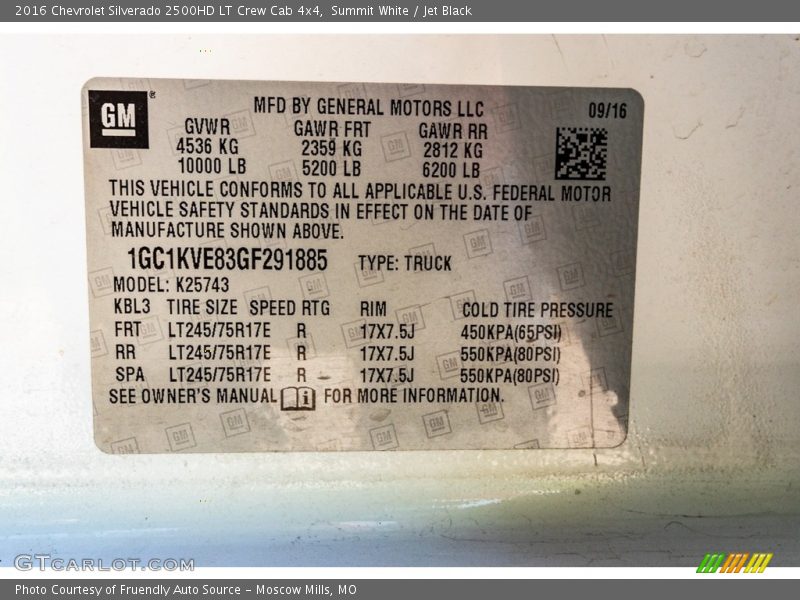Summit White / Jet Black 2016 Chevrolet Silverado 2500HD LT Crew Cab 4x4