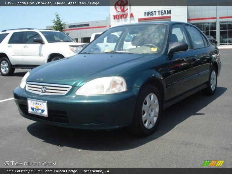 Clover Green Pearl / Beige 1999 Honda Civic VP Sedan