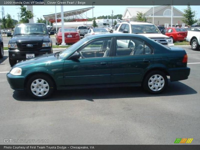 Clover Green Pearl / Beige 1999 Honda Civic VP Sedan
