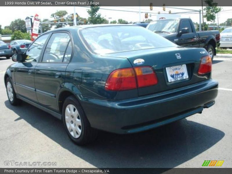 Clover Green Pearl / Beige 1999 Honda Civic VP Sedan
