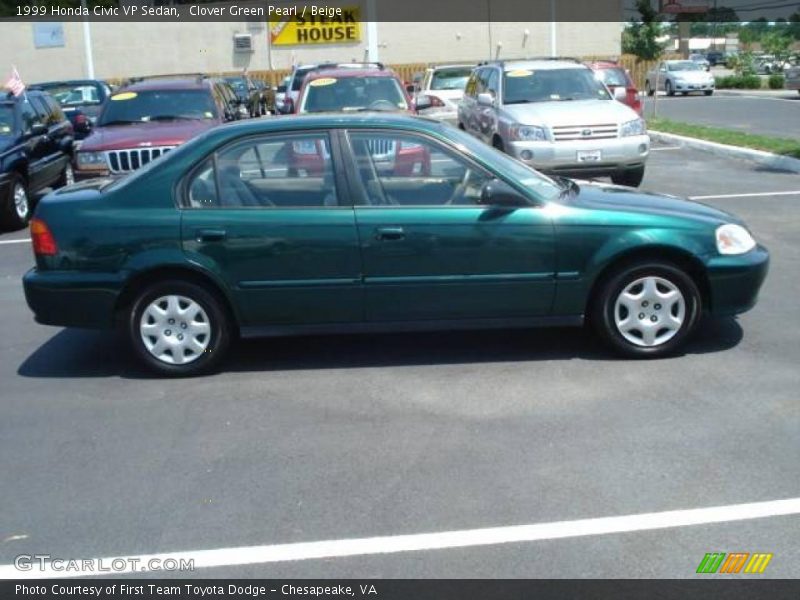 Clover Green Pearl / Beige 1999 Honda Civic VP Sedan