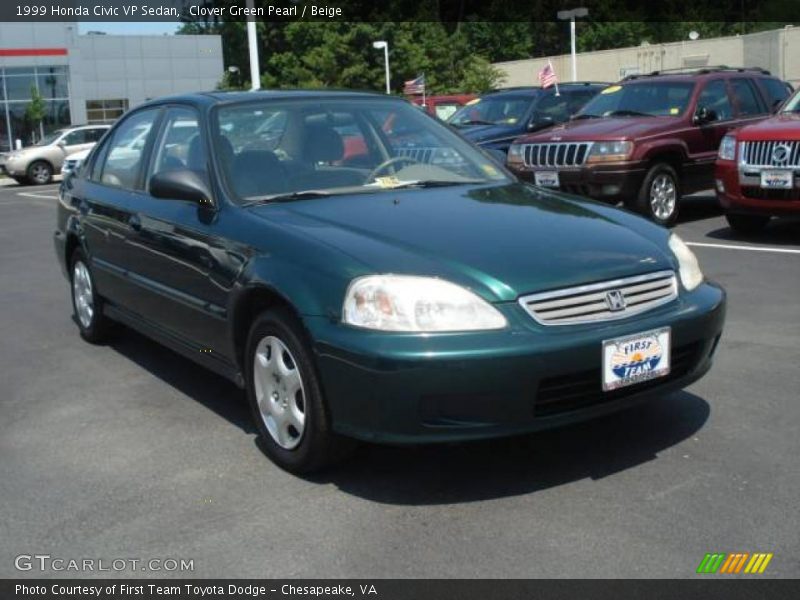 Clover Green Pearl / Beige 1999 Honda Civic VP Sedan