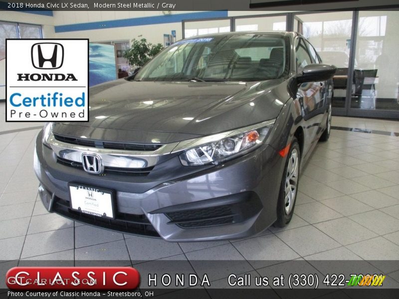 Modern Steel Metallic / Gray 2018 Honda Civic LX Sedan