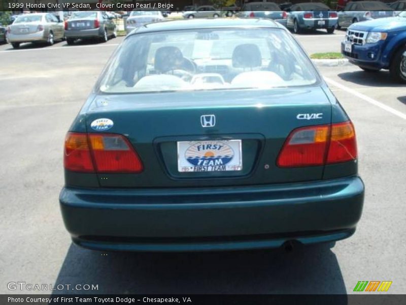 Clover Green Pearl / Beige 1999 Honda Civic VP Sedan