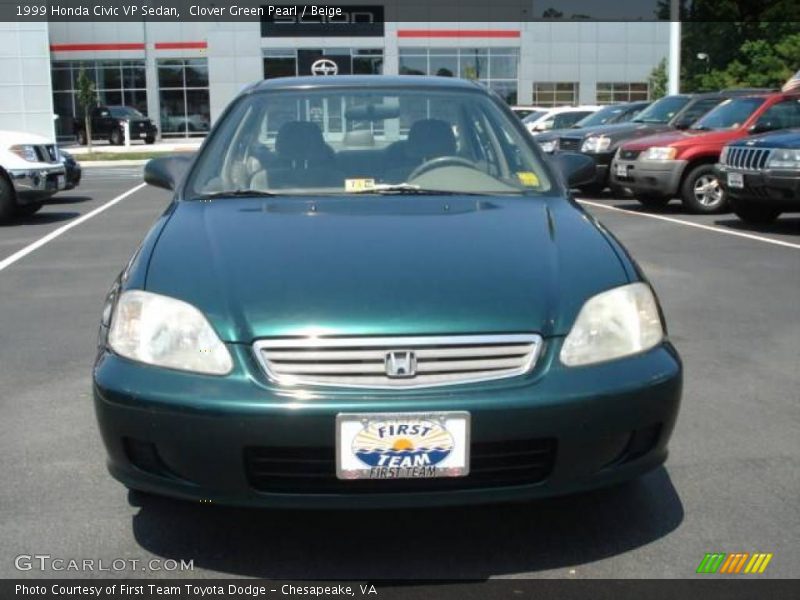 Clover Green Pearl / Beige 1999 Honda Civic VP Sedan