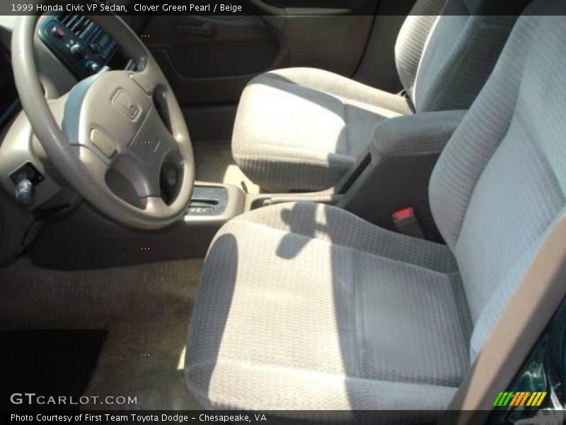 Clover Green Pearl / Beige 1999 Honda Civic VP Sedan