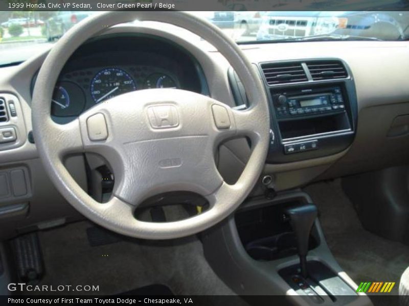 Clover Green Pearl / Beige 1999 Honda Civic VP Sedan