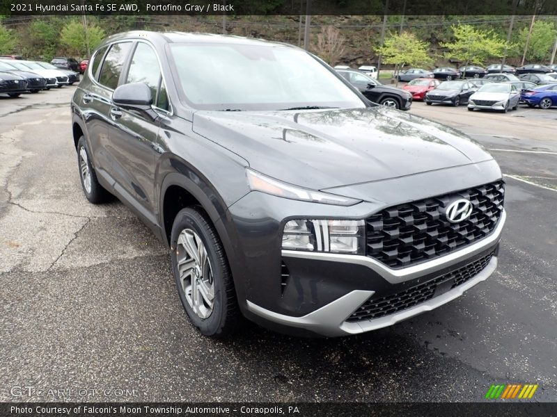 Portofino Gray / Black 2021 Hyundai Santa Fe SE AWD