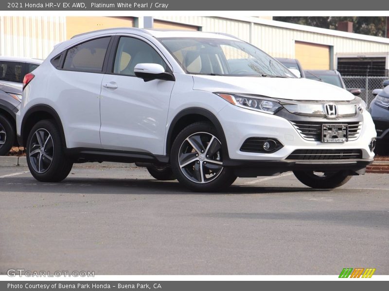 Platinum White Pearl / Gray 2021 Honda HR-V EX AWD