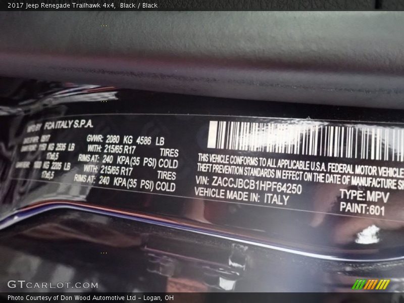 Black / Black 2017 Jeep Renegade Trailhawk 4x4