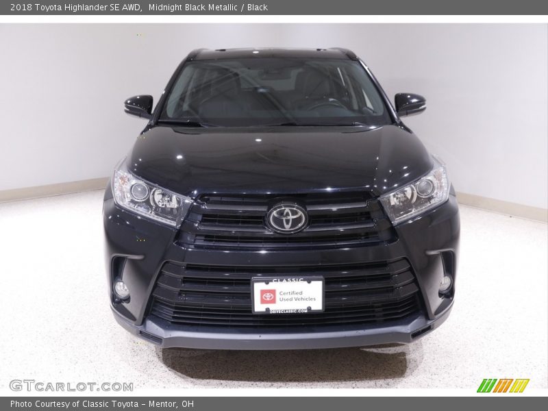 Midnight Black Metallic / Black 2018 Toyota Highlander SE AWD