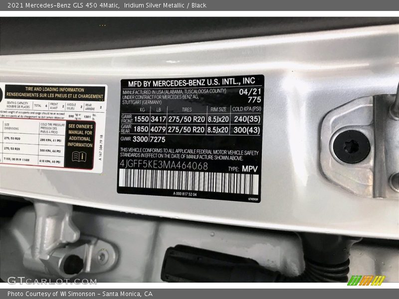 Iridium Silver Metallic / Black 2021 Mercedes-Benz GLS 450 4Matic