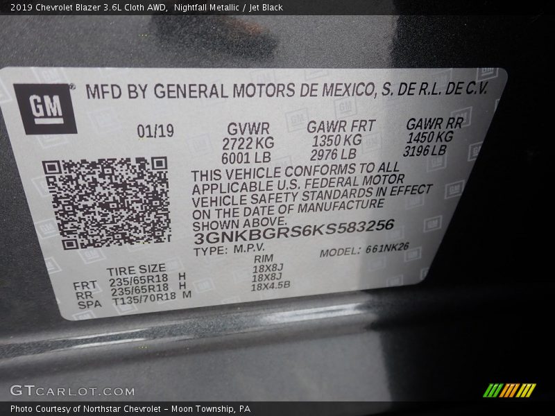 Nightfall Metallic / Jet Black 2019 Chevrolet Blazer 3.6L Cloth AWD