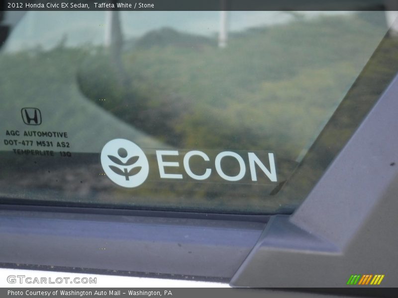 Taffeta White / Stone 2012 Honda Civic EX Sedan