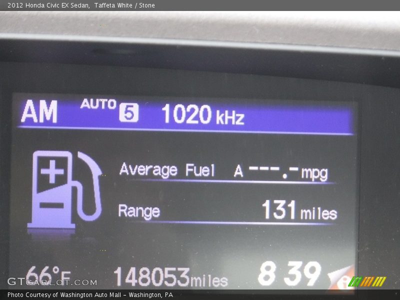 Taffeta White / Stone 2012 Honda Civic EX Sedan