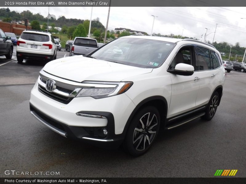 White Diamond Pearl / Gray 2019 Honda Pilot Elite AWD