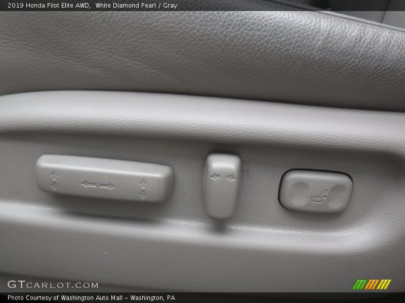 White Diamond Pearl / Gray 2019 Honda Pilot Elite AWD