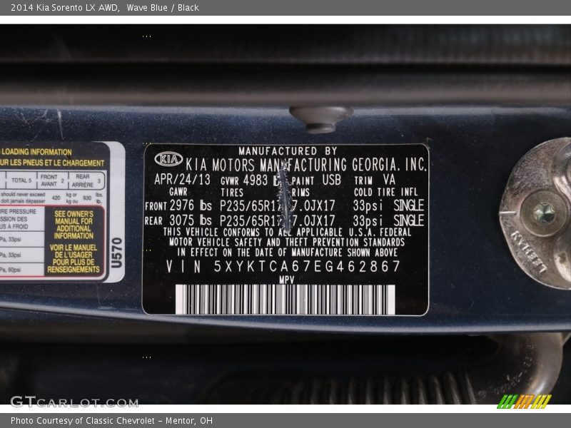 Wave Blue / Black 2014 Kia Sorento LX AWD