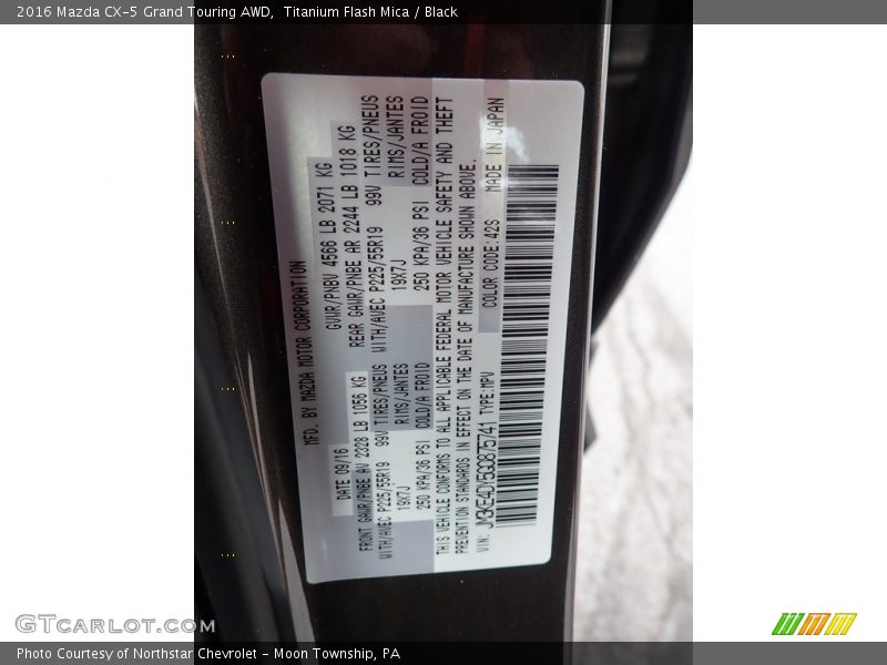 Titanium Flash Mica / Black 2016 Mazda CX-5 Grand Touring AWD