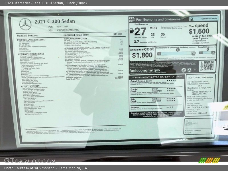 Black / Black 2021 Mercedes-Benz C 300 Sedan