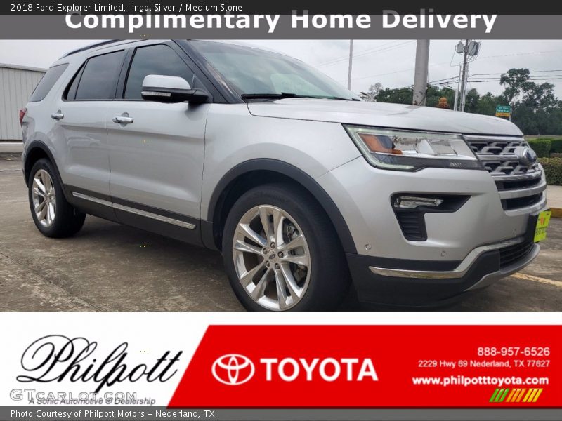 Ingot Silver / Medium Stone 2018 Ford Explorer Limited