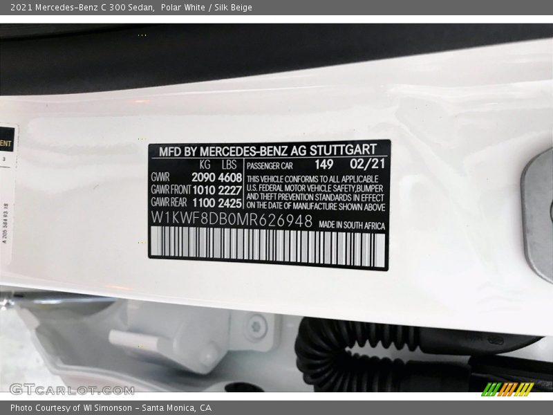 Polar White / Silk Beige 2021 Mercedes-Benz C 300 Sedan