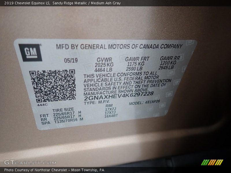 Sandy Ridge Metallic / Medium Ash Gray 2019 Chevrolet Equinox LS