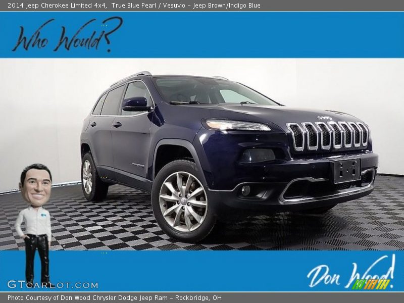 True Blue Pearl / Vesuvio - Jeep Brown/Indigo Blue 2014 Jeep Cherokee Limited 4x4