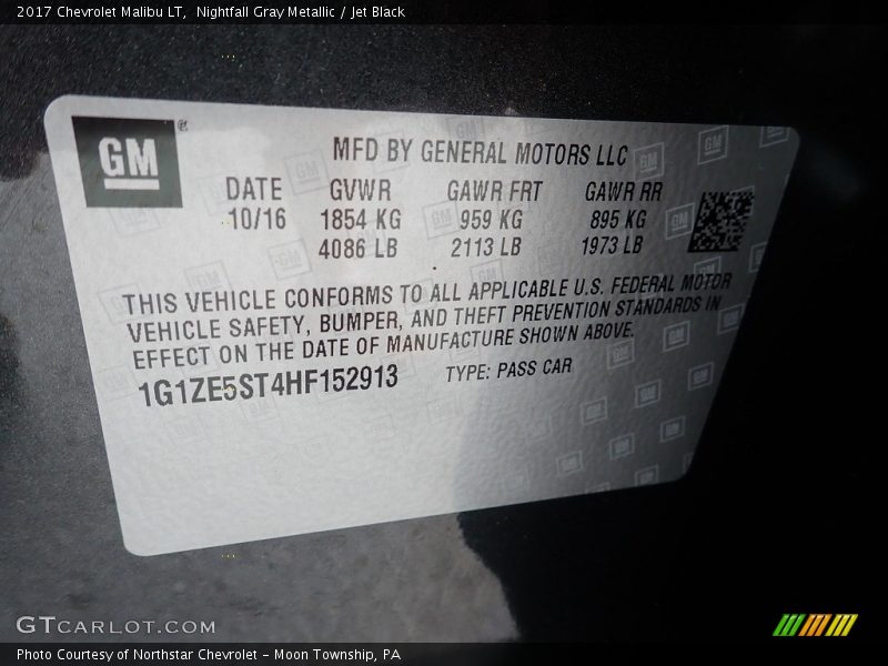 Nightfall Gray Metallic / Jet Black 2017 Chevrolet Malibu LT