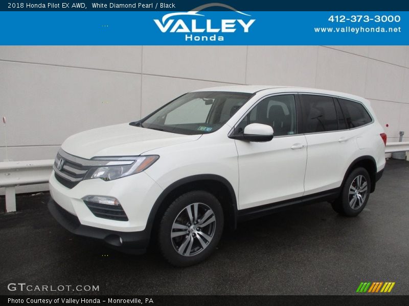 White Diamond Pearl / Black 2018 Honda Pilot EX AWD
