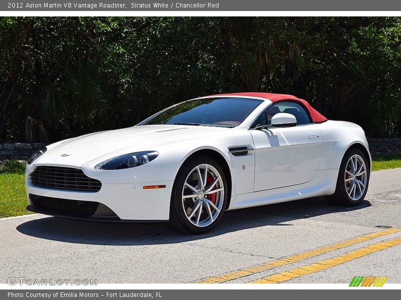 Stratus White / Chancellor Red 2012 Aston Martin V8 Vantage Roadster