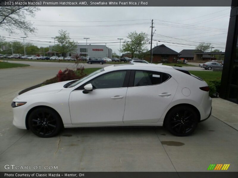 Snowflake White Pearl Mica / Red 2021 Mazda Mazda3 Premium Hatchback AWD