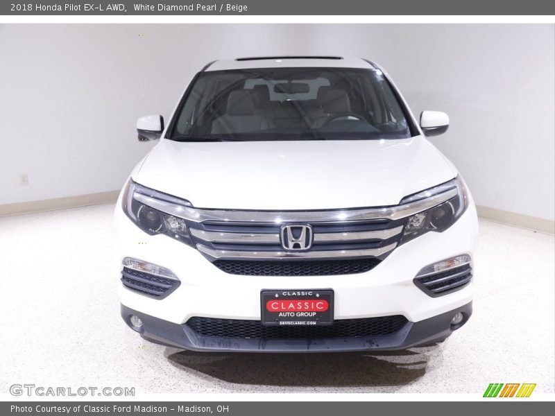 White Diamond Pearl / Beige 2018 Honda Pilot EX-L AWD