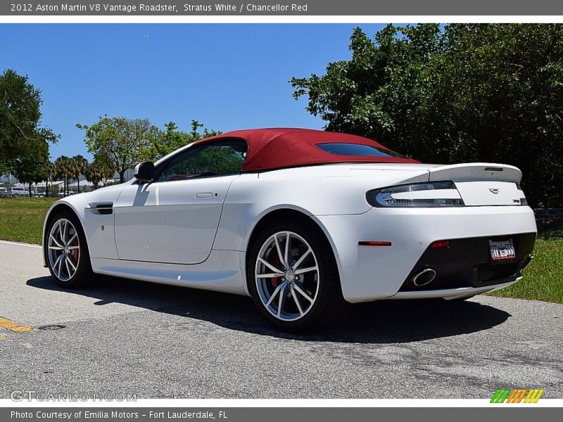 Stratus White / Chancellor Red 2012 Aston Martin V8 Vantage Roadster