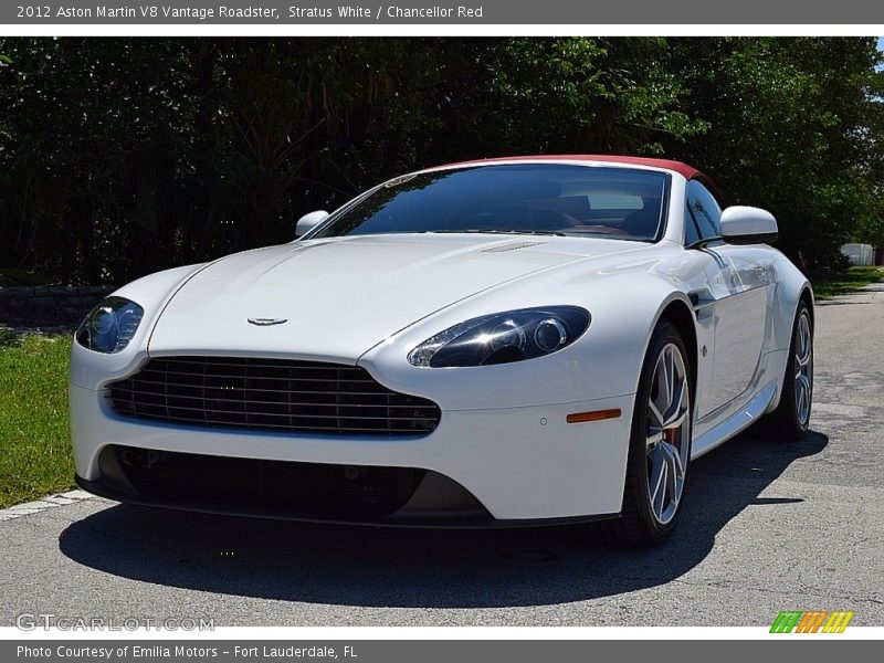 Stratus White / Chancellor Red 2012 Aston Martin V8 Vantage Roadster