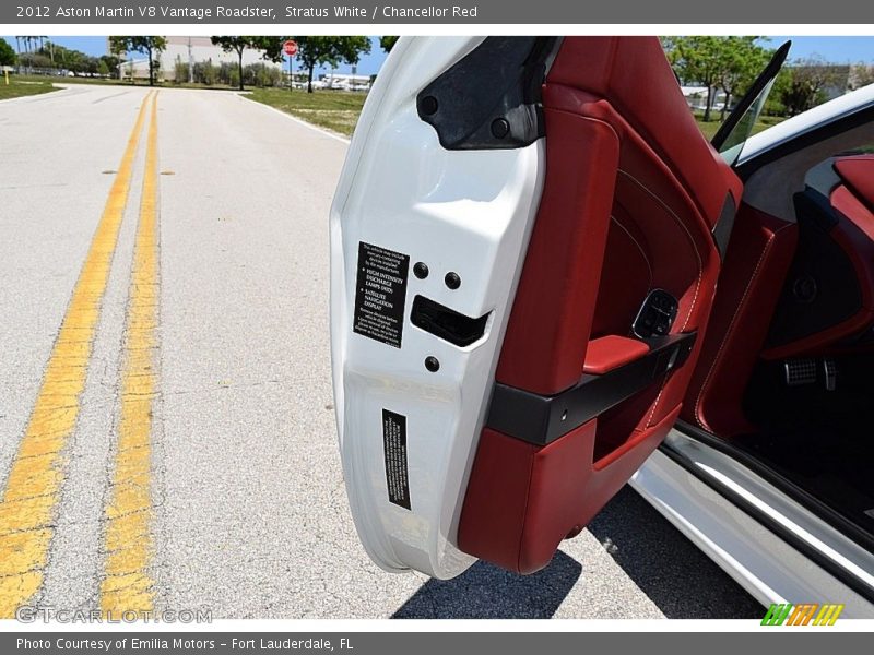 Stratus White / Chancellor Red 2012 Aston Martin V8 Vantage Roadster