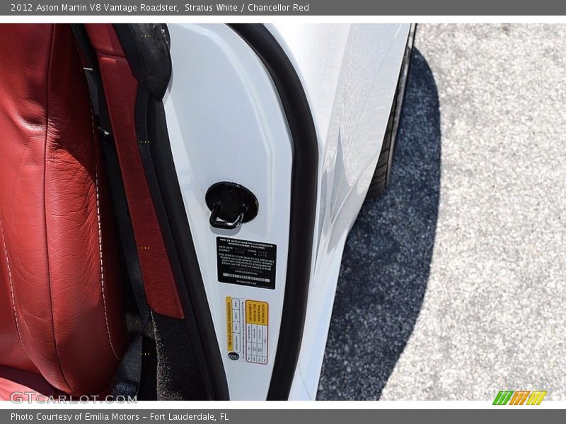 Stratus White / Chancellor Red 2012 Aston Martin V8 Vantage Roadster