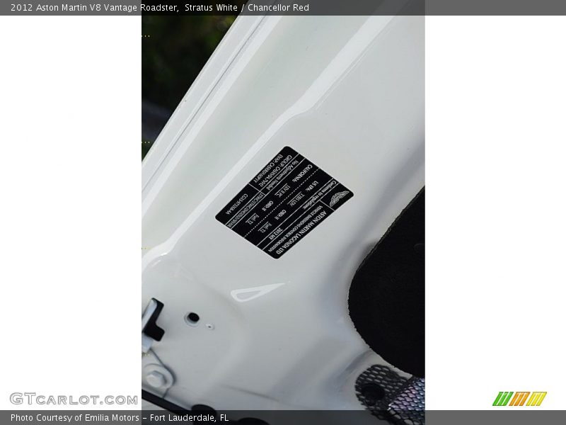 Stratus White / Chancellor Red 2012 Aston Martin V8 Vantage Roadster