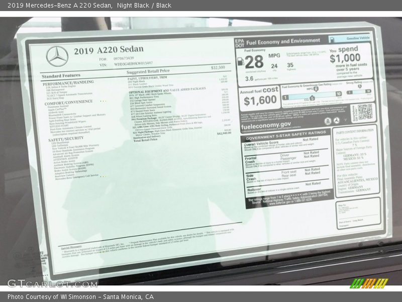 Night Black / Black 2019 Mercedes-Benz A 220 Sedan