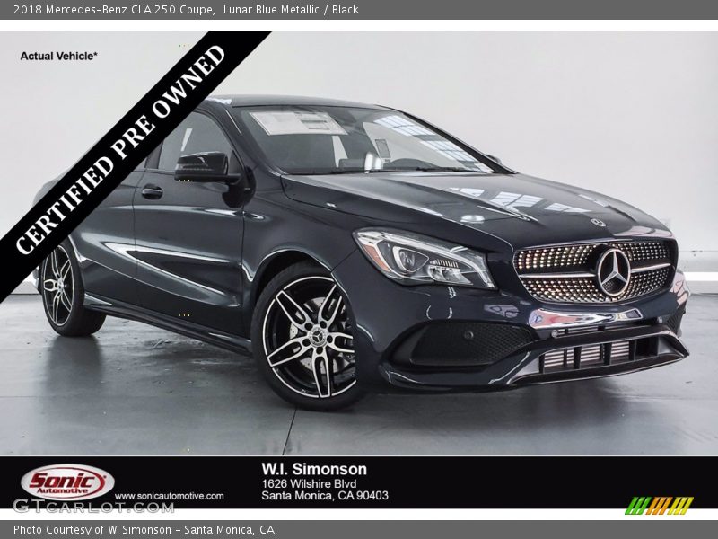 Lunar Blue Metallic / Black 2018 Mercedes-Benz CLA 250 Coupe