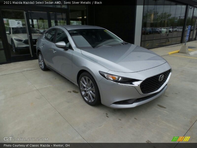 Sonic Silver Metallic / Black 2021 Mazda Mazda3 Select Sedan AWD